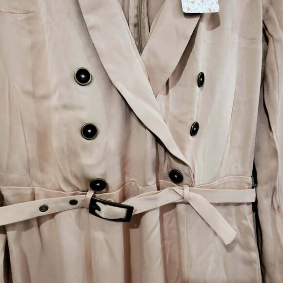 Free People Jumpsuit Womens Sz 8 Mystic Tan Pink Satin Silky Glam Festival Party - Picture 4 of 12